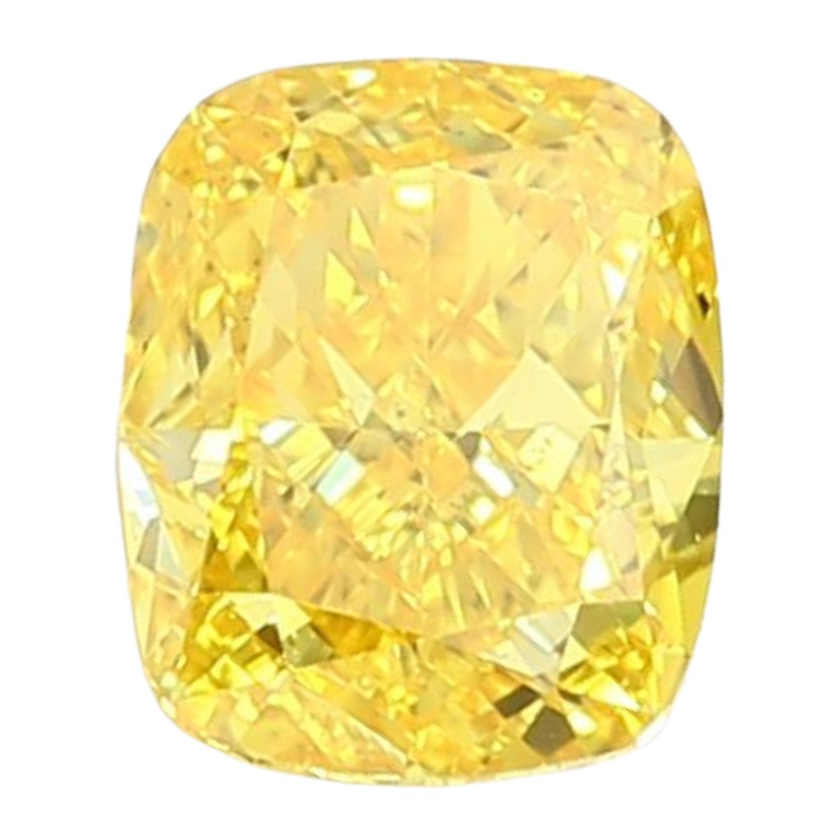 1.02 Carat Cushion Shaped Diamond Fancy Vivid Yellow /VS1