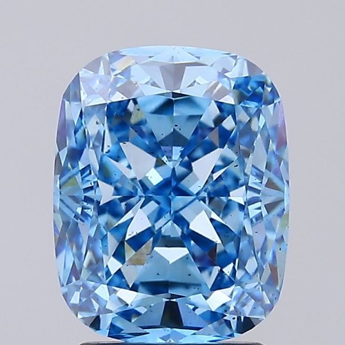 2.53 Carat Cushion Cut Diamond Fancy Vivid Blue /VS2