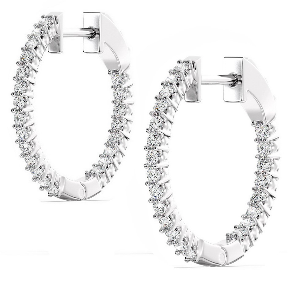 1/2 Carat white gold lab grown diamond hoop earrings