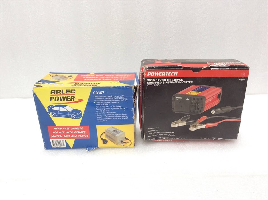 Arlec CB167 Battery Charger + Powertech MI5732 300W Power Inverter