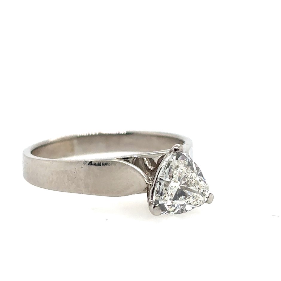 1.169ct Trillion Cut Dia. With Auscert. F/VS1 Ring 9K White Gold