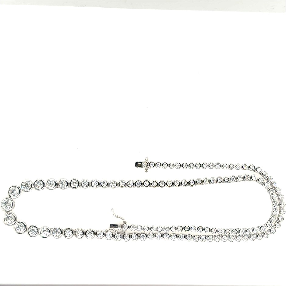 9.30ct 118 Round Stones Dia. G/VS Tennis Necklace 18K White Gold
