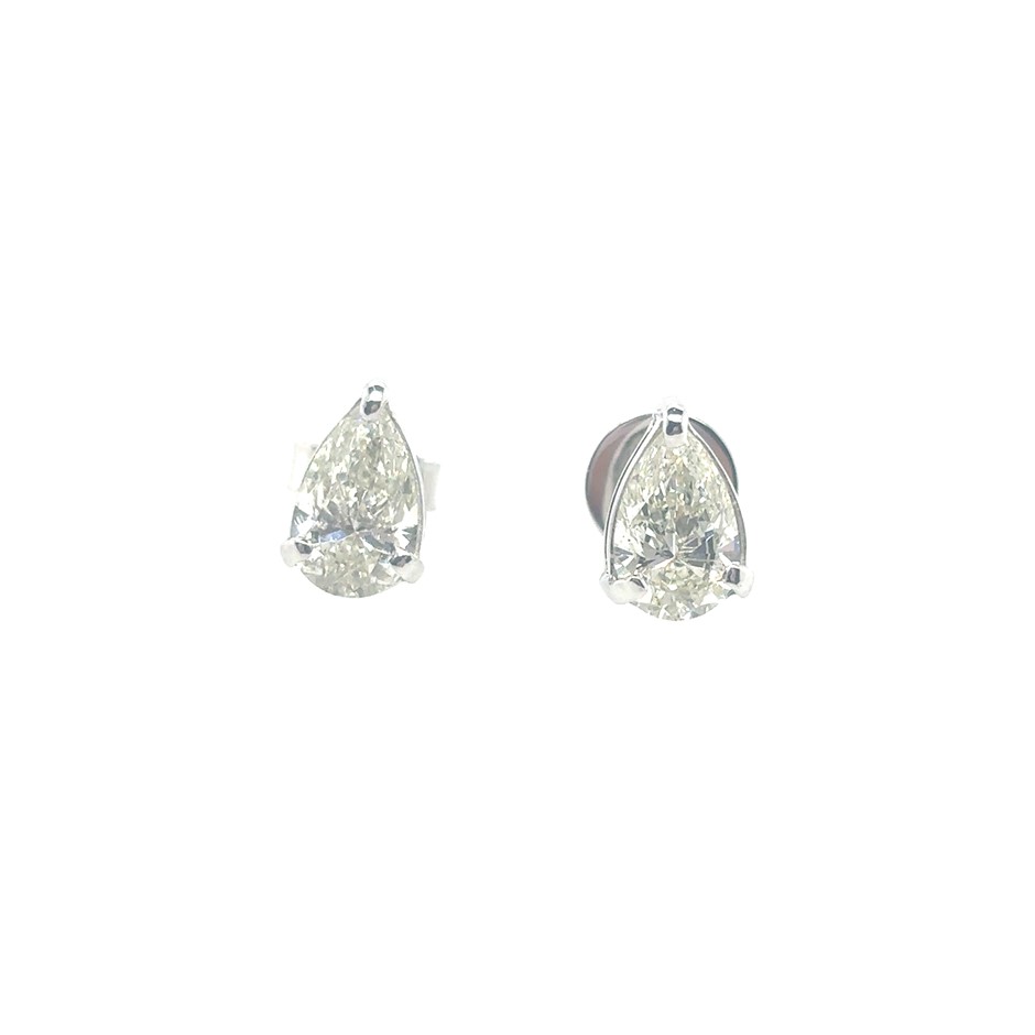 2.00ct Pear Cut Dia. H-I/SI2 Earrings 18K White Gold