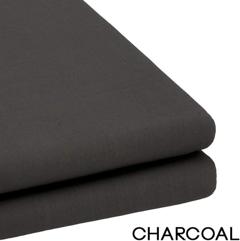 BAMBURY Tru-Fit Fitted Sheet, Single, Charcoal, 1pc.