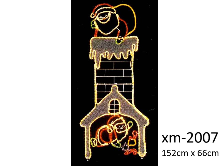 Christmas Light - Santa coming down chimney 152cm H x 66cm W - NEW xm-2007