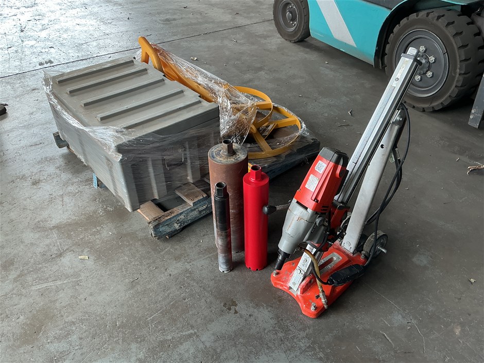 <p>Husqvarna Core Drill, Electrical Lead Stands, & Rhino Storage Box </p>