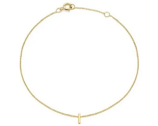 9K Yellow Gold MINI INITIAL 'I' Bracelet 15.5-19cm