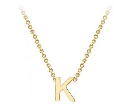 #1 9K YELLOW GOLD INITIAL 'K' NECKLACE 38+5cm