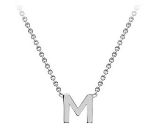 #1 9K WHITE GOLD INITIAL 'M' NECKLACE 38+5cm