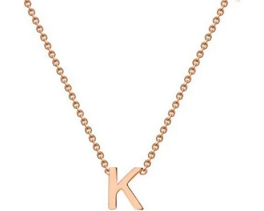 #1A 9K ROSE GOLD INITIAL 'K' NECKLACE 38+5cm