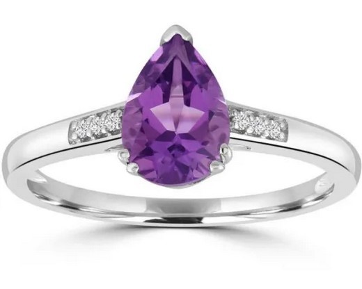 9K WHITE GOLD 0.03CT HI I1 DIAMOND AMETHYST ROSE GOLD