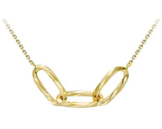 9K YELLOW GOLD DIAMOND CUT HLW OVAL NECKLACE 43-46cm