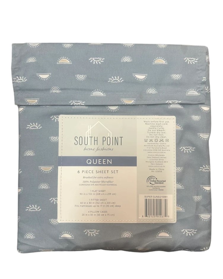 SOUTH POINT Queen 6-Piece Bed Sheet Set, Super Sun.