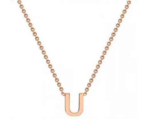 #1A 9K ROSE GOLD INITIAL 'U' NECKLACE 38+5cm