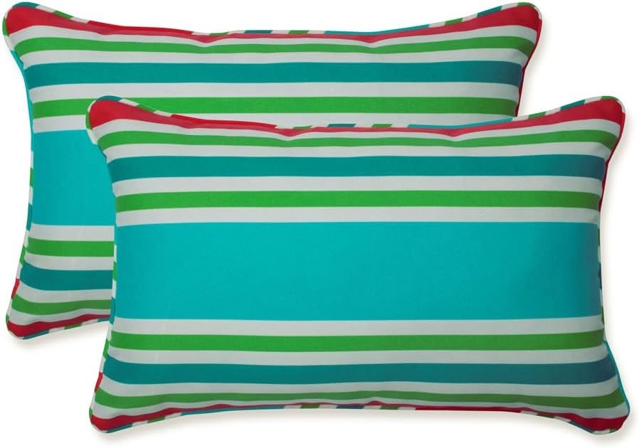 PILLOW PERFECT Stripe Indoor/Outdoor Accent Throw Pillow, Plush Fill, Weath