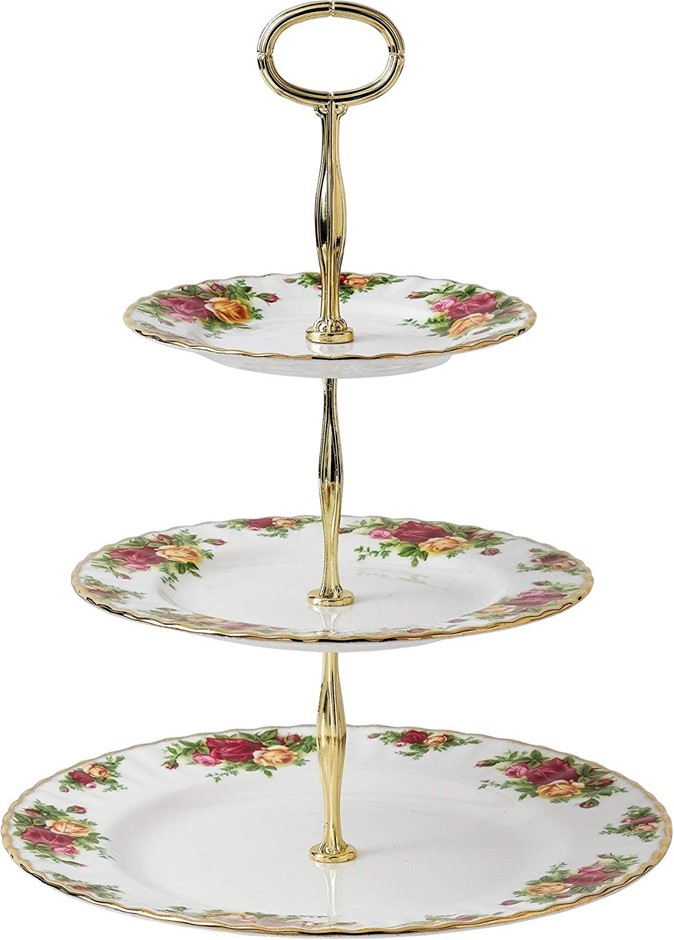 ROYAL ALBERT 3-Tier Cake Stand, Old Country Roses 3-Tier Cake Stand. NB: Da