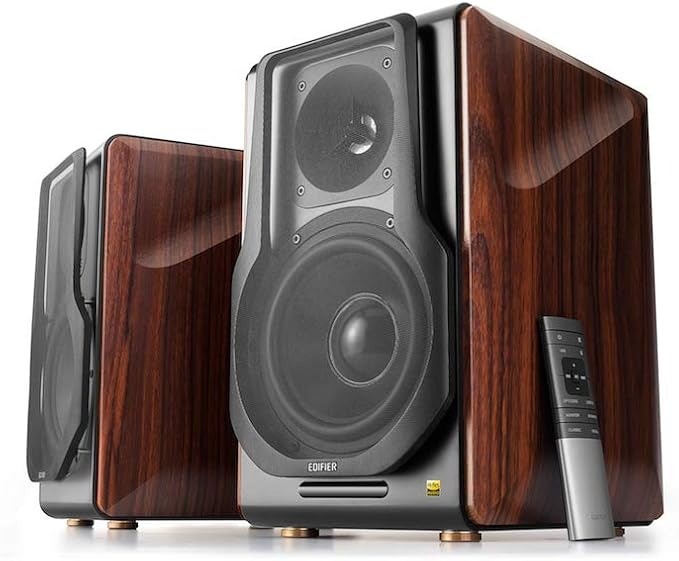 Edifier S3000PRO Hi-Res Audio Active 2.0 Bluetooth Bookshelf Speaker, Brown