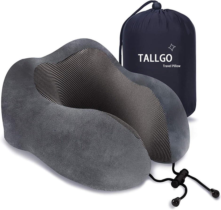 TALGO Travel Pillow Best Memory Foam Neck Pillow Head (Grey)