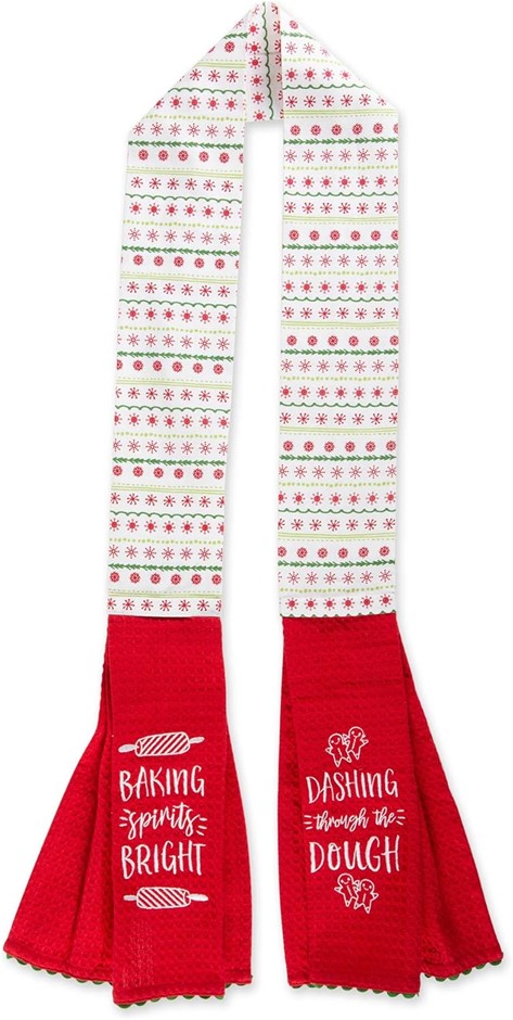 DII Christmas Kitchen Decor Machine Washable Cotton Gift Set, Towel Scarf,
