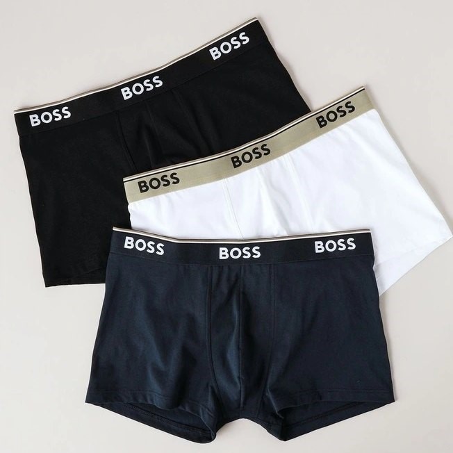 BOSS Mens Power Cotton Stretch Trunks 3 Pack in Multi, Size M