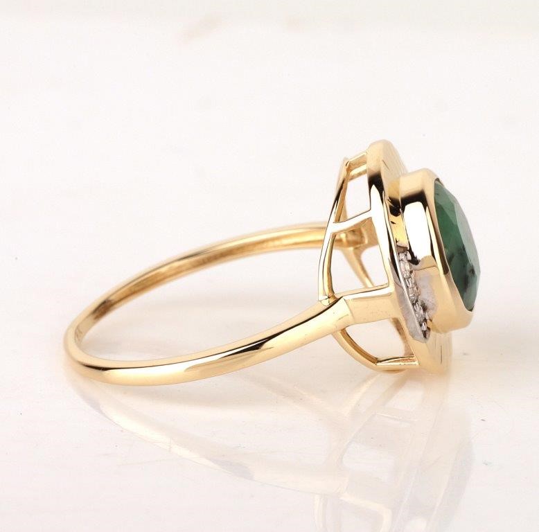 Yellow Gold Natural Emerald & Diamond Ring with valuation