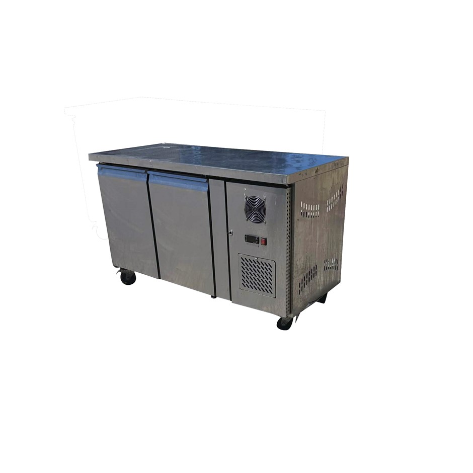 2 DOOR UNDERBAR STAINLESS STEEL FRIDGE ON WHEELS