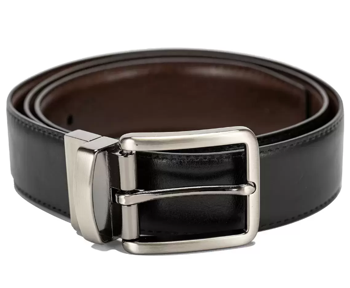 SIGNATURE Men's Italian Leather Reversible Belt, Pant Size 34, Black/Brown.