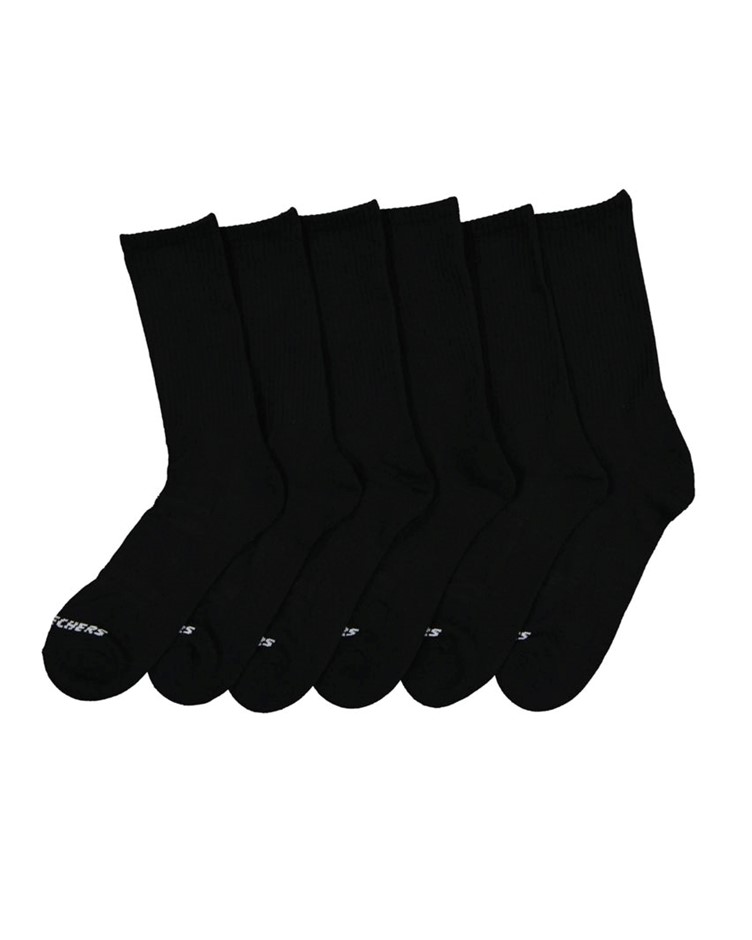 6-Pack SKECHERS Men's Crew Socks (Pairs), Shoe Size 6-12, Black. Buyers No