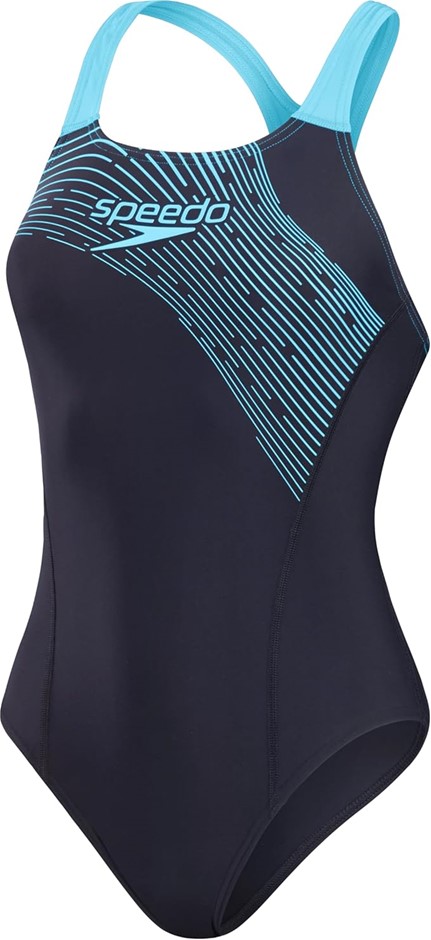 SPEEDO Women's Medley Logo Swimsuit, Size AU10 / US6, True Navy/Picton Blue