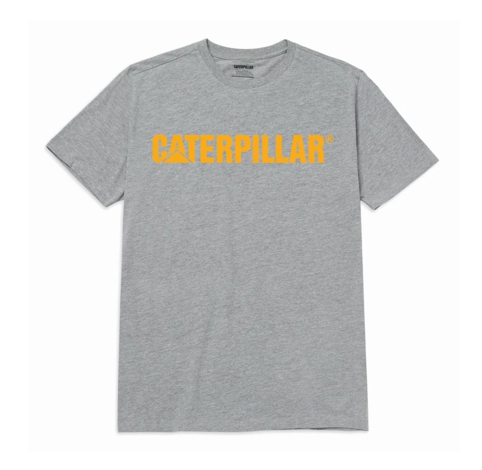 2 x CATERPILLAR Traditional Logo Tee, Size 3XL, 60% Cotton, Heather Grey (1