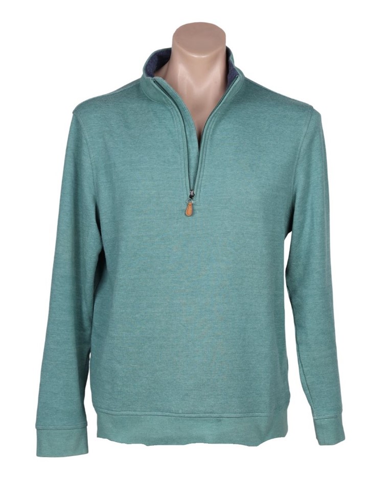 ENGLISH LAUNDRY Men's 1/2 Zip Pullover, Size L, 55% Cotton, Soft Green. Bu
