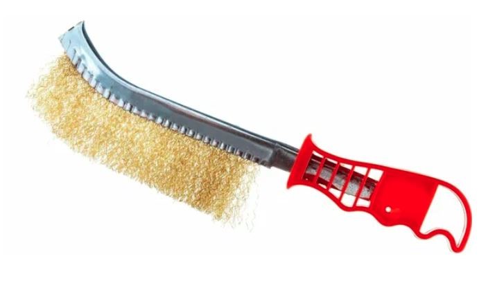 4 x VOREL Brass Wire Brush With Plastic Handle, 12mm.