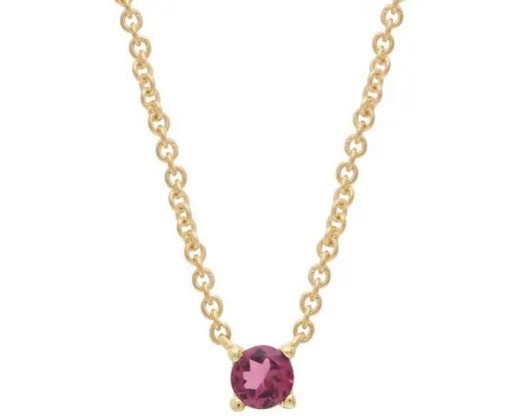 9K YELLOW GOLD PINK TOURMALINE CLAW NECKLACE 40-45cm