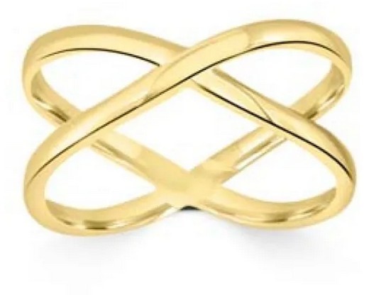 9K Yellow Gold SOLID CROSS OVER RING