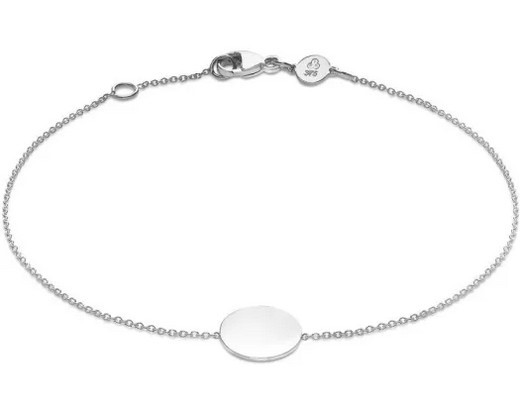 9K WHITE GOLD SOLID MINI DISC Bracelet 18+1cm
