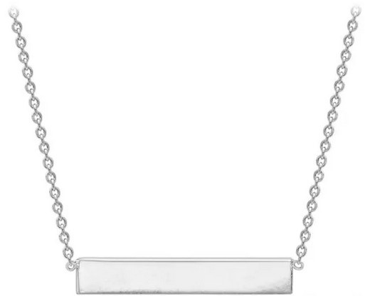 9K WHITE GOLD SOLID HORIZ BAR NECKLACE 41+2cm