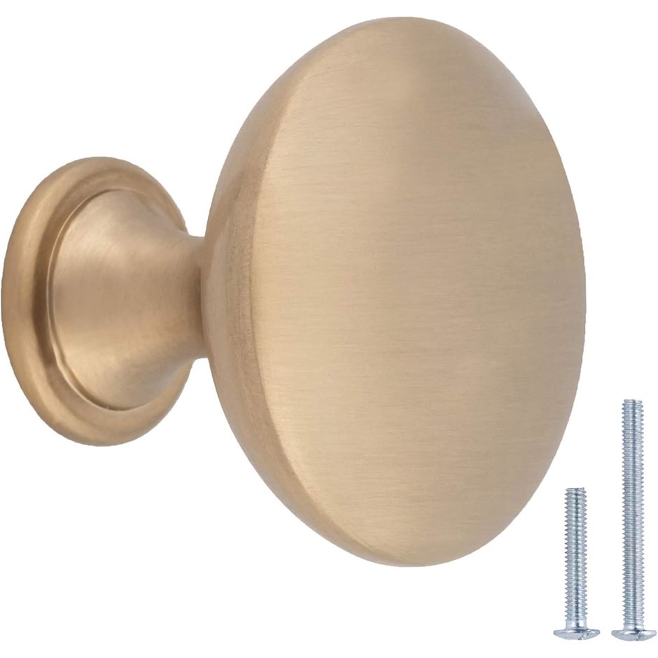 AMAZON BASICS 25pk Round Cabinet Knob, 3cm Diameter, Golden Champagne Finis