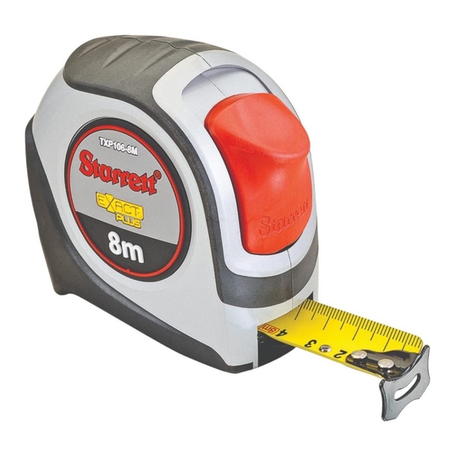 STARRETT Exact Plus KTXP106-8M-N ABS Plastic Case Red Measuring Pocket Tape