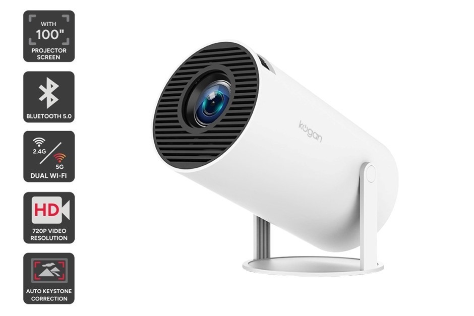 KOGAN Freestyle Wi-Fi Projector with 100'' Projector Screen