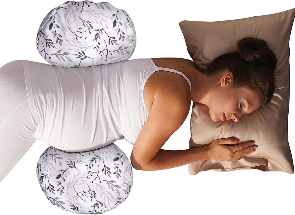 4 x BOPPY Side Sleeper Pregnancy Pillow, Falling Leaves Grey. NB: Dusty pac