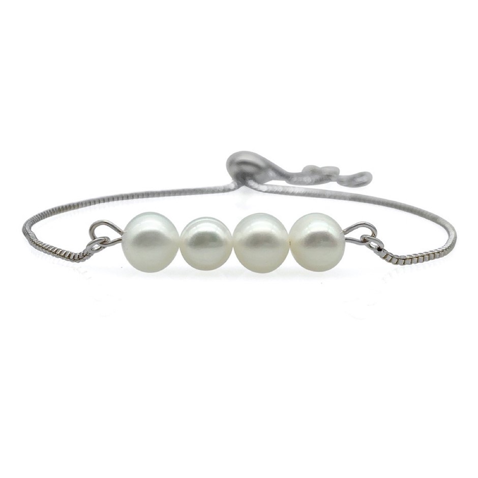 Pearls Real Platinum Plated Chain with Adjustable Slider Bracelet