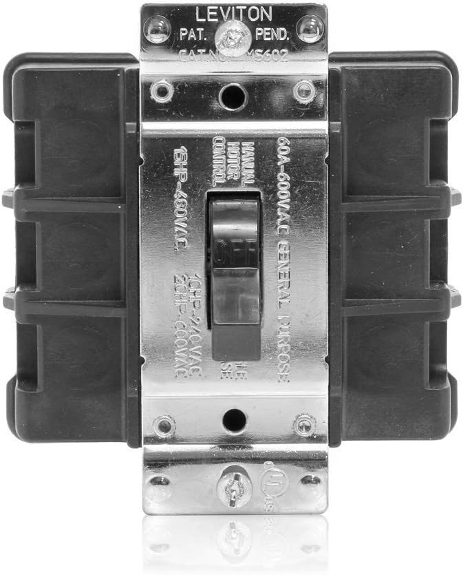 LEVITON MS602-BW 60-Amp, 600-Volt, Toggle Double-Pole AC Motor Starting Swi