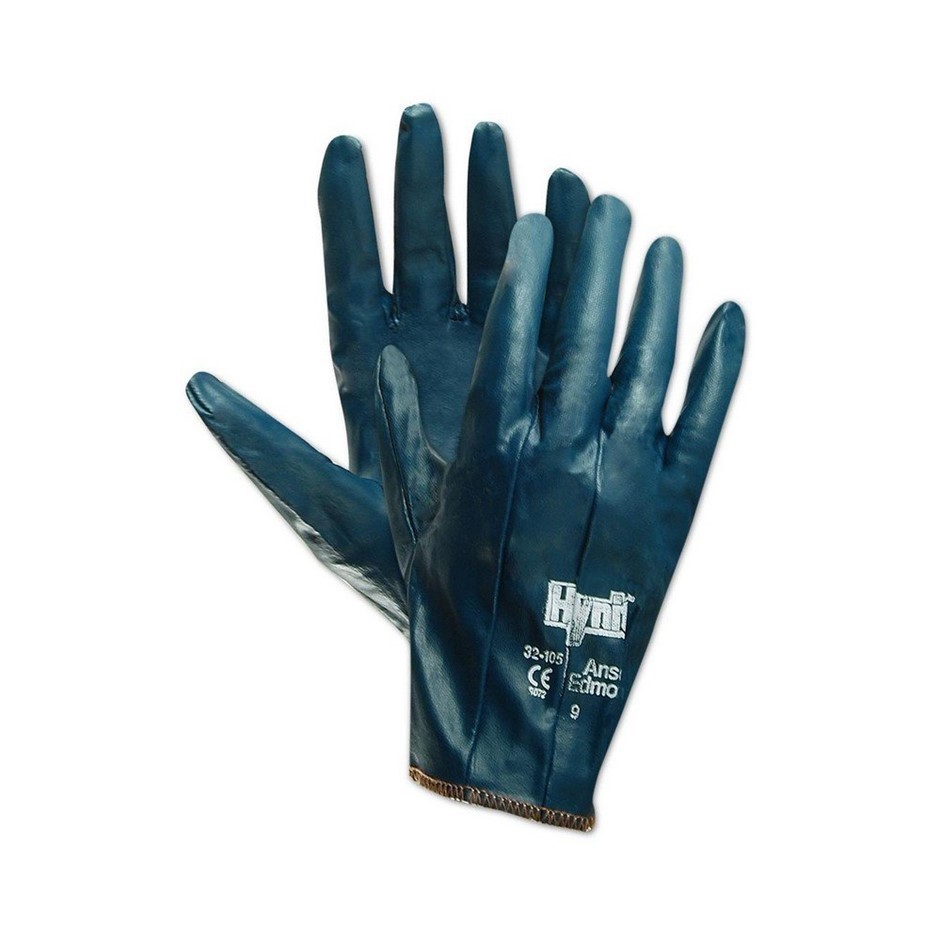 12 pairs x ANSELL Hynit 32-105 Nitrile Light Duty Gloves, Size 9, Blue.