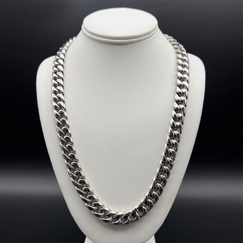 Silver-Filled Cuban Chain Necklace, 14MM Wide - 60.9cm