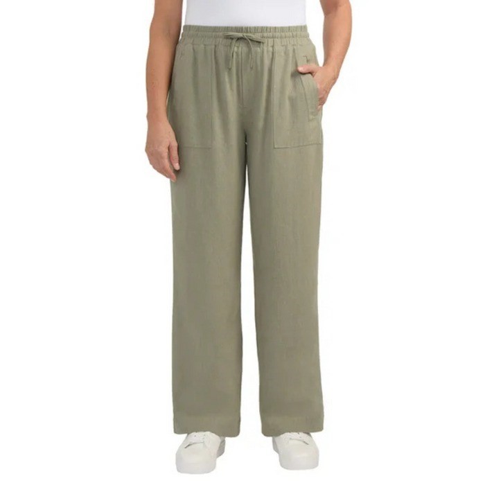 TEDDI ROSE Women's Wide Leg Pant, Size M, 55% Linen, Green. Buyers Note -