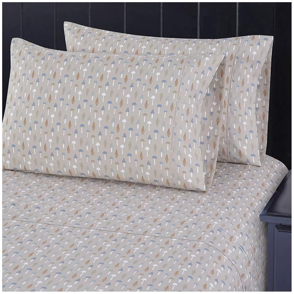 SOUTH POINT 6pc Sheet Set, King, Simple Fungi.