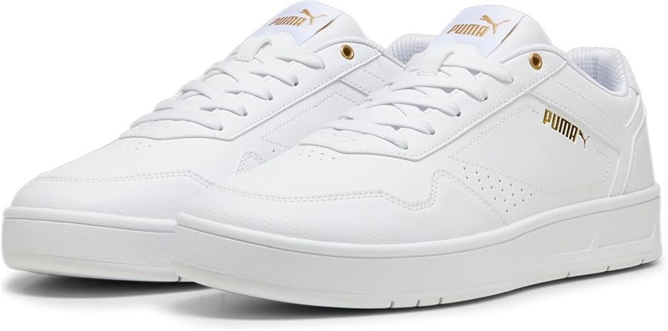 PUMA Men's Court Classic Shoes, Size US12, White/Gold (01), 208078. NB: wor