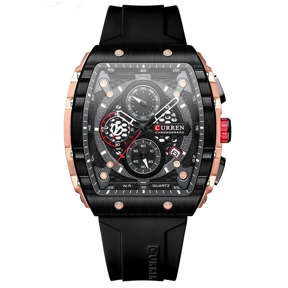 NEW CURREN Black & RG Square Men's Chronograph Watch