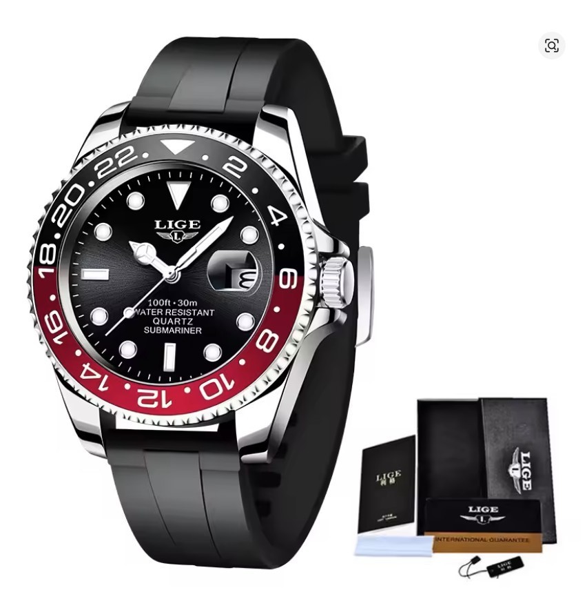LIGE Military Style SS Men's Quartz Watch