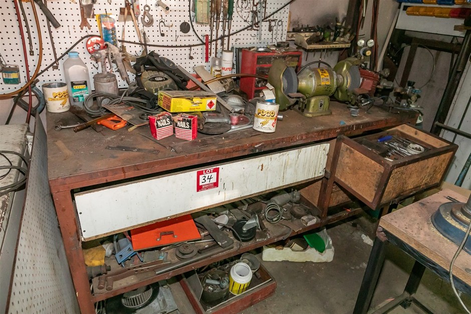 Workshop Bench & Shelf Contents
